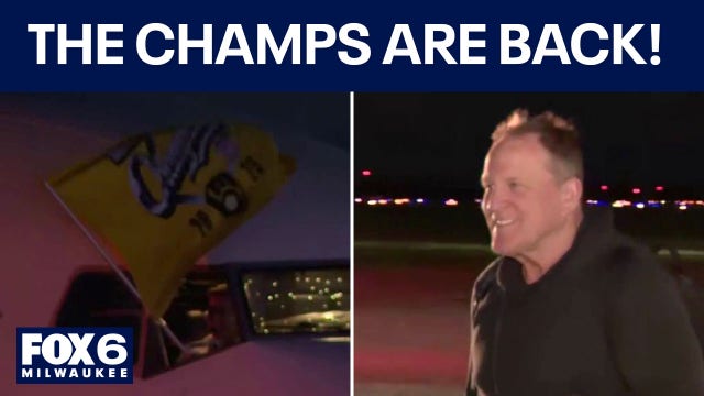WATCH: Brewers land in Milwaukee after winning NLCS