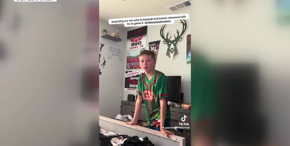Young Brewers fan surprised with NLCS Game 4 tickets