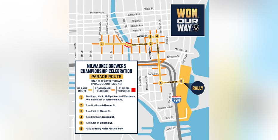 Brewers World Series parade road closures, travel info