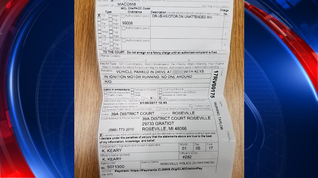 Roseville man posts ticket he received for warming car in own driveway