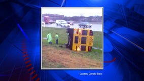 School bus overturns, no students injured