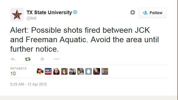 All clear given after possible shots fired at Texas State University