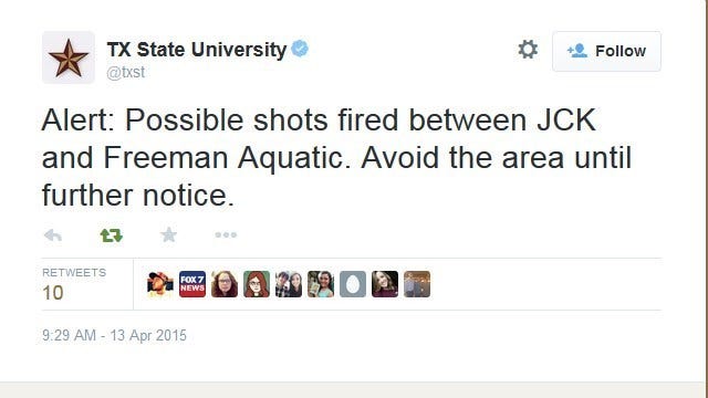 All clear given after possible shots fired at Texas State University