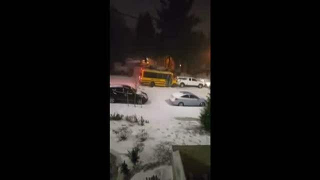 SCARY: Bus with children slides down snowy road