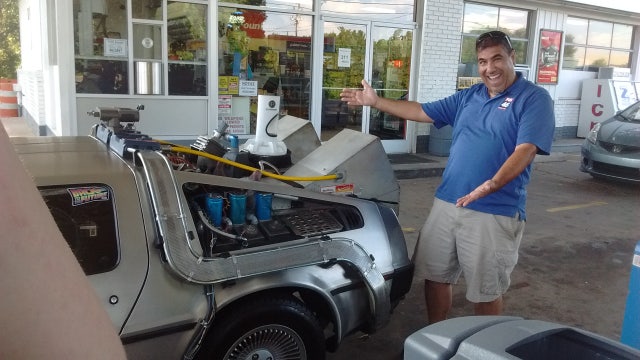 "Back to the Future" DeLorean shows up at Charlotte gas station