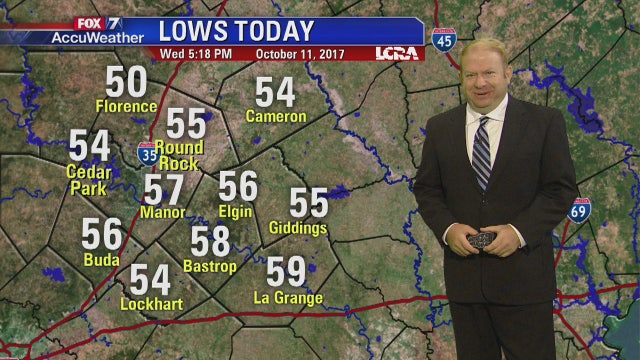 Evening weather forecast for Wednesday, October 11, 2017