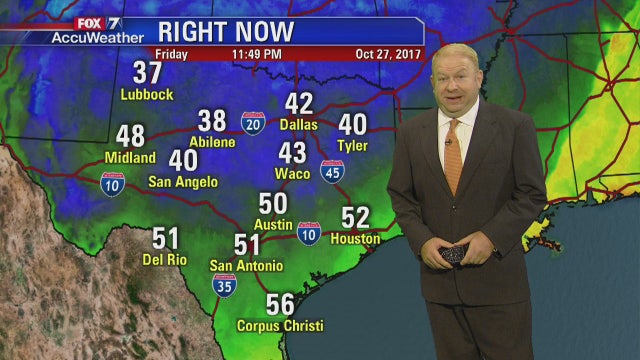 Evening weather forecast for Friday, October 27, 2017