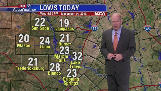Evening weather forecast for Wednesday, November 14, 2018