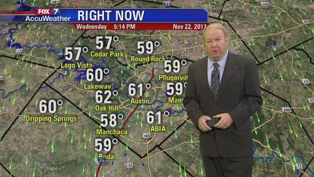 Evening weather forecast for Wednesday, November 22, 2017