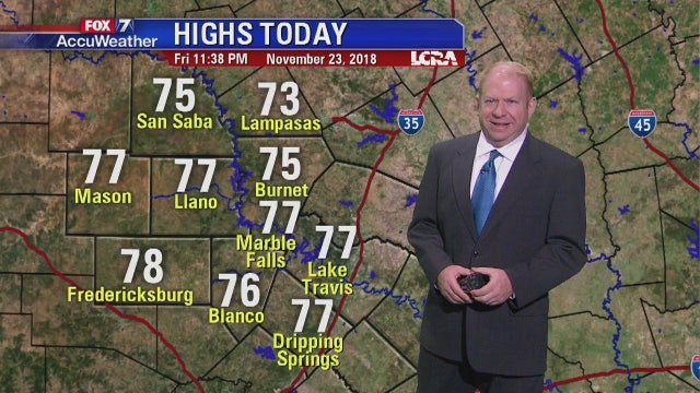 Evening weather forecast for Friday, November 23, 2018