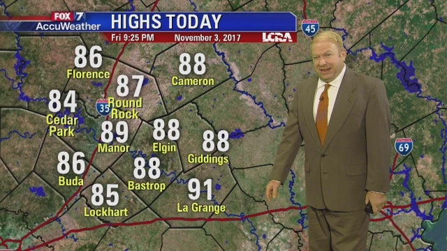 Evening weather forecast for Friday, November 3, 2017