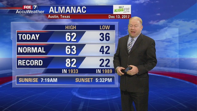 Evening weather forecast for Wednesday, December 13, 2017