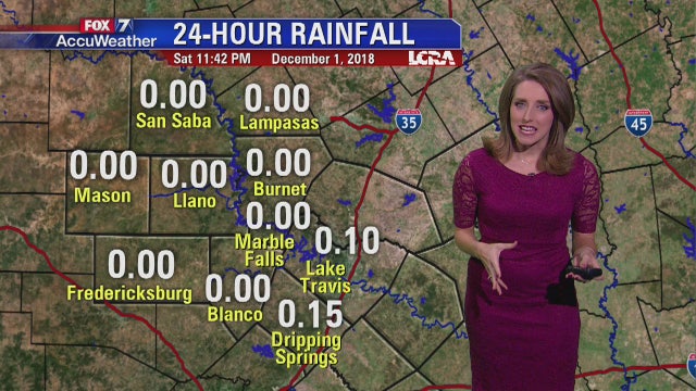 Evening weather forecast for Saturday, December 1, 2018