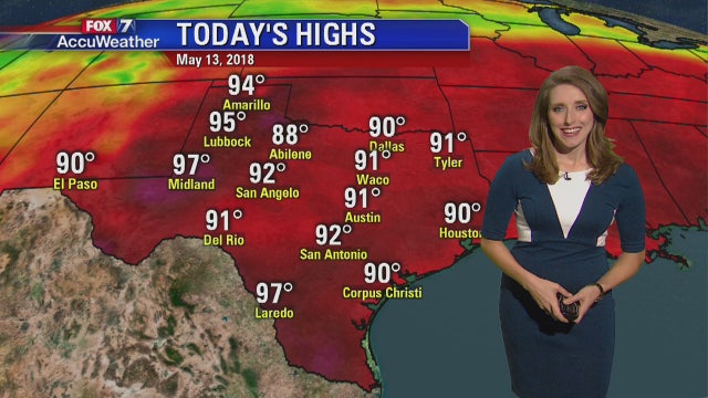 Evening weather forecast for Sunday, May 13, 2018