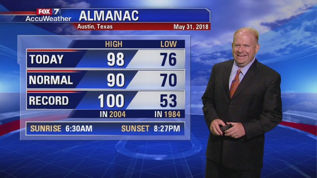 Evening weather forecast for Thursday, May 31, 2018