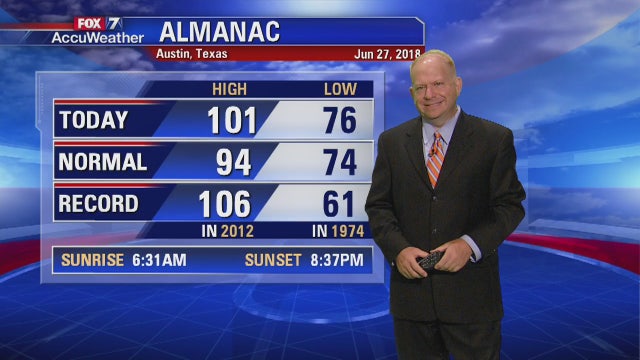 Evening weather forecast for Wednesday, June 27, 2018