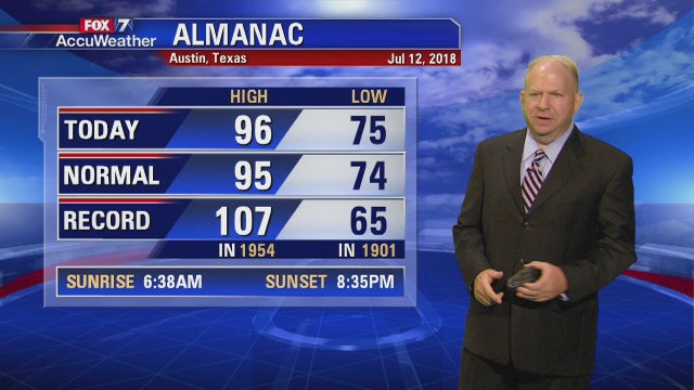 Evening weather forecast for Thursday, July 12, 2018