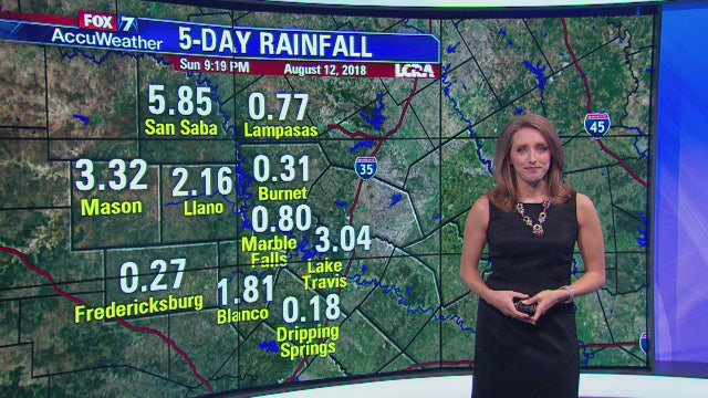 Evening weather forecast for Sunday, August 12, 2018
