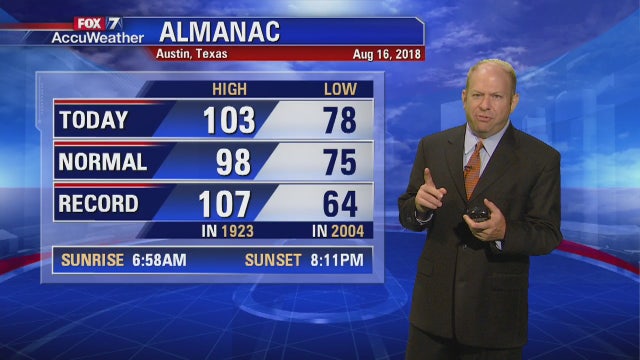 Evening weather forecast for Thursday, August 16, 2018