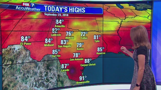 Evening weather forecast for Sunday, September 23, 2018