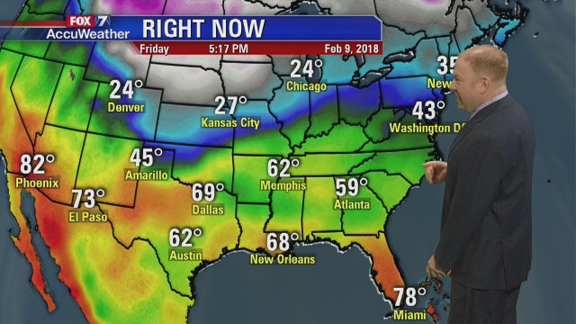 Evening weather forecast for February 9, 2018
