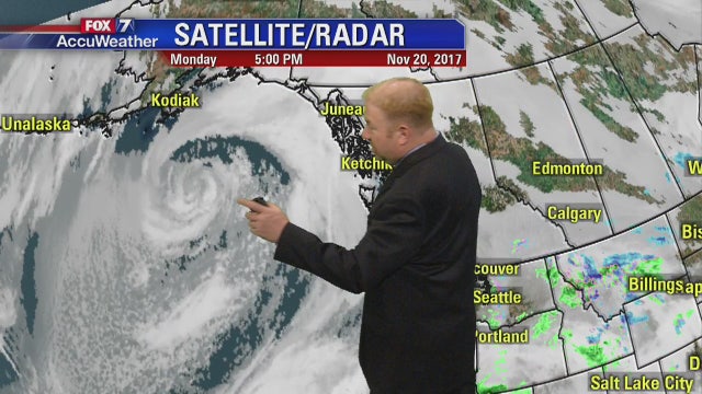 Evening weather forecast for Monday, November 20, 2017