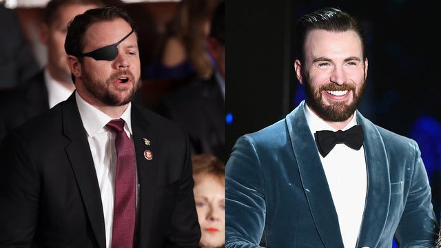 Rep. Dan Crenshaw shows off his ‘Captain America' glass eye to Chris Evans