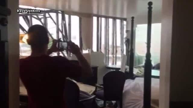 Hotel wall ripped off in Bahamas during Hurricane Matthew