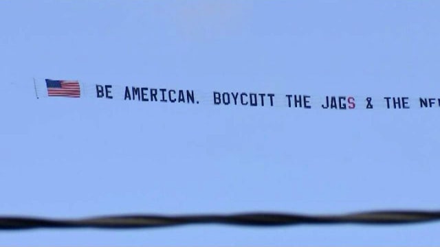 Former fan flies banner protesting NFL protests over Jags game