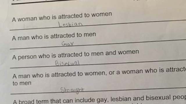 Mother upset about sexual 'identify definitions' quiz at school