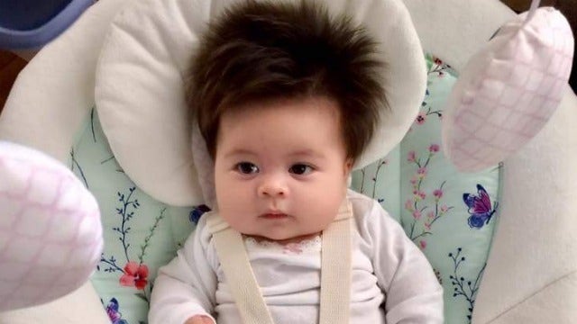 Baby with astonishingly full head of hair goes viral