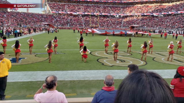 49ers cheerleader takes knee during anthem at San Francisco-Oakland 'Battle of the Bay'
