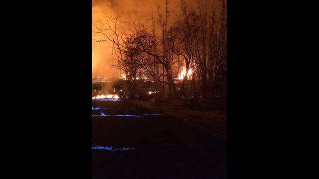 Hawaii volcano produces blue flames from methane