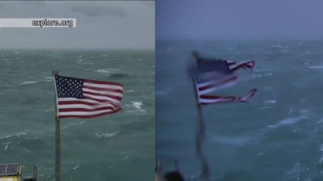 U.S. flag shredded as Hurricane Florence approached Carolinas