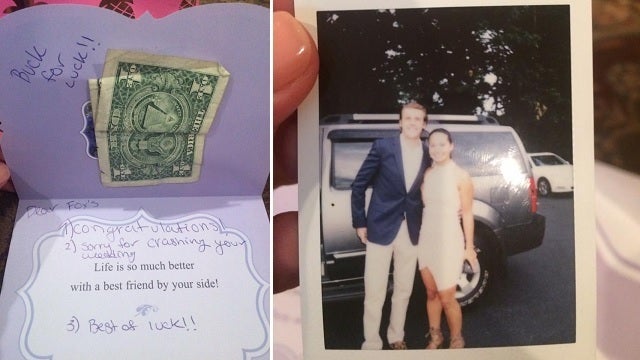 Wedding crashers leave behind photo, ‘Buck for Luck'
