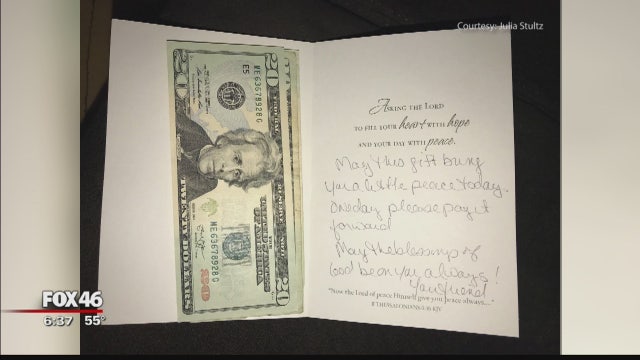 Woman finds card with $100 and instructions to "pay it forward"