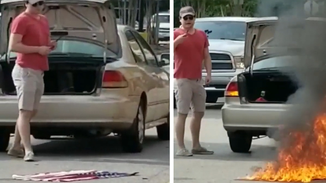 Man arrested after burning American flag outside Walmart