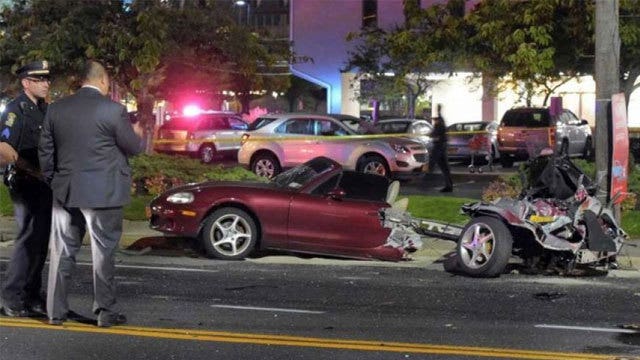 Car split completely in half after crash; everyone survives