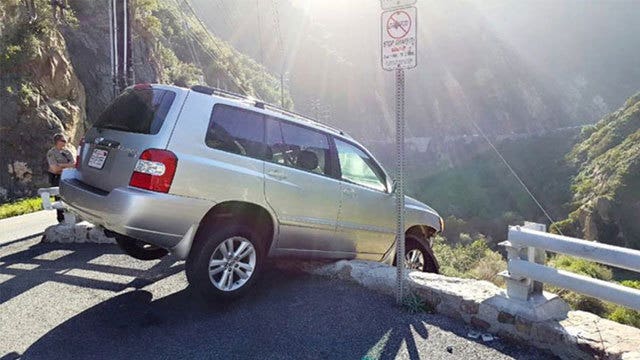 California driver survives cliff crash, gets struck by bus