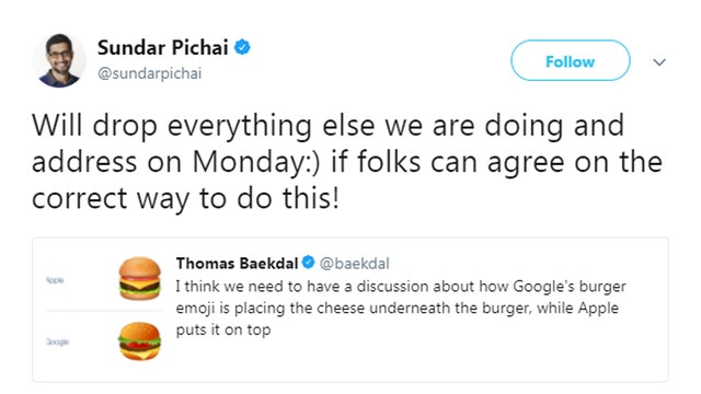 Google responds to emoji cheeseburger debate