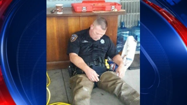 Photo goes viral of Texas deputy exhausted during Harvey
