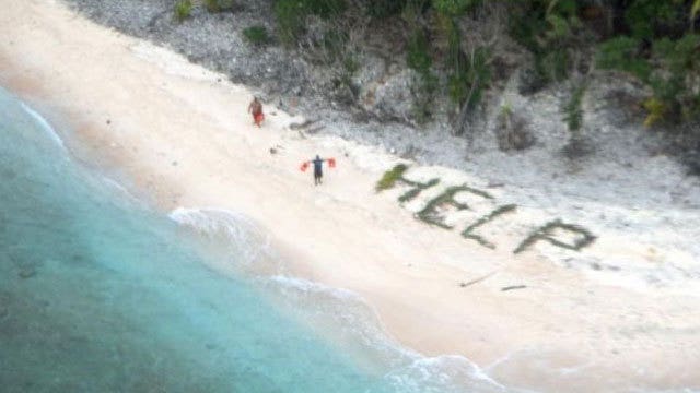 3 men rescued from Pacific island thanks to "help" sign