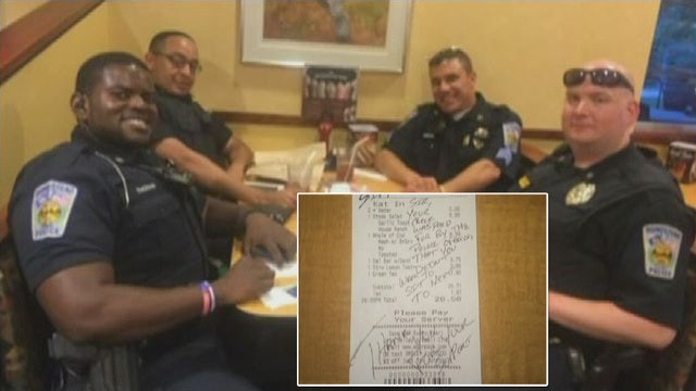 A couple didn't want to dine near cops, so officers paid their bill