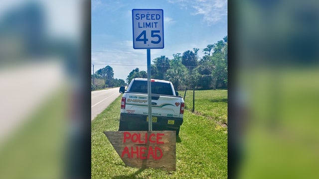 Sign warns drivers of speed trap, foils Florida deputies