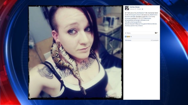 Woman goes to ER after python gets stuck in her earlobe