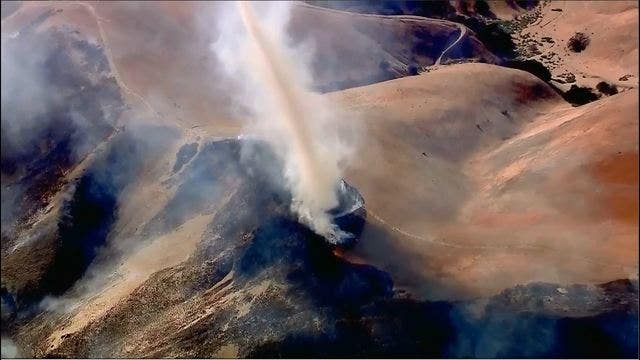 Smoke gustnado forms during Gorman brush fire