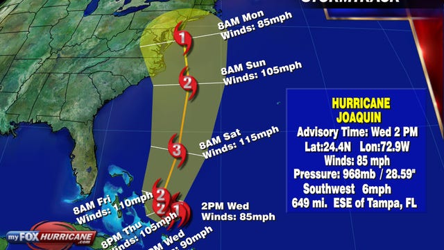 Hurricane Joaquin gains force near the Bahamas