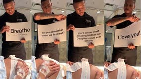 Husband supports wife through labor with encouraging words: ‘You'll be the most amazing mother'