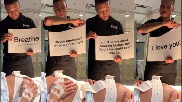 Husband supports wife through labor with encouraging words: ‘You'll be the most amazing mother'