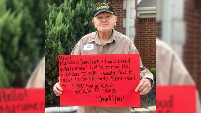World War II veteran asks for 100 cards to celebrate his 100th birthday